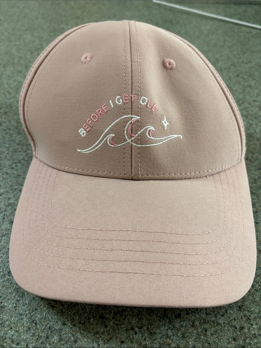 Pink Embroidered Wave Baseball Cap - "Before I Get Old"